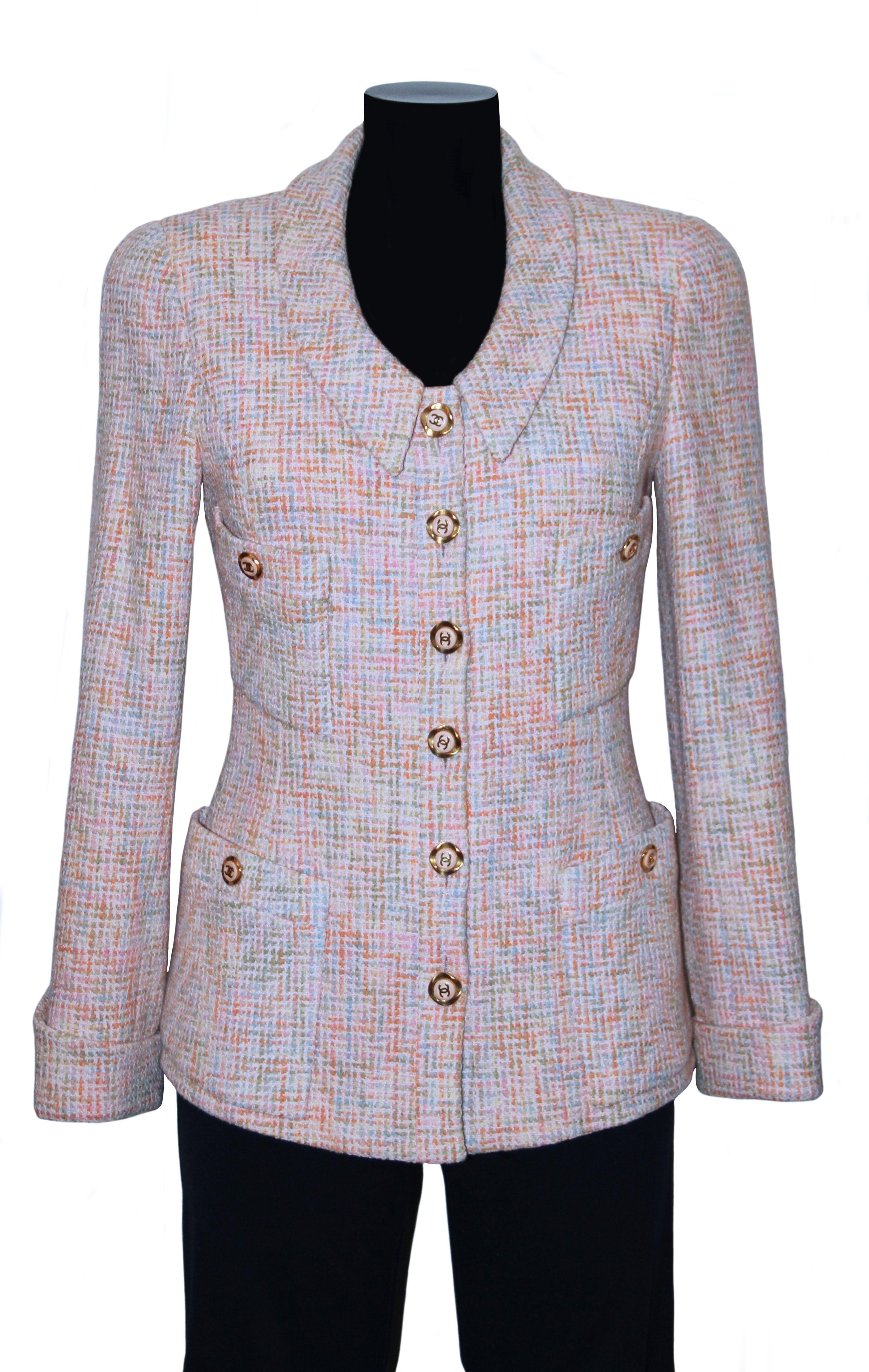 Chanel Cruise 1994 Rosa Baumwolle Tweed Jacke 1