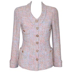 Retro Chanel Cruise 1994 Pink Cotton Tweed Jacket