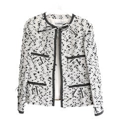 Giacca Chanel Cruise 1995 95C in tweed fantasia bianco e nero