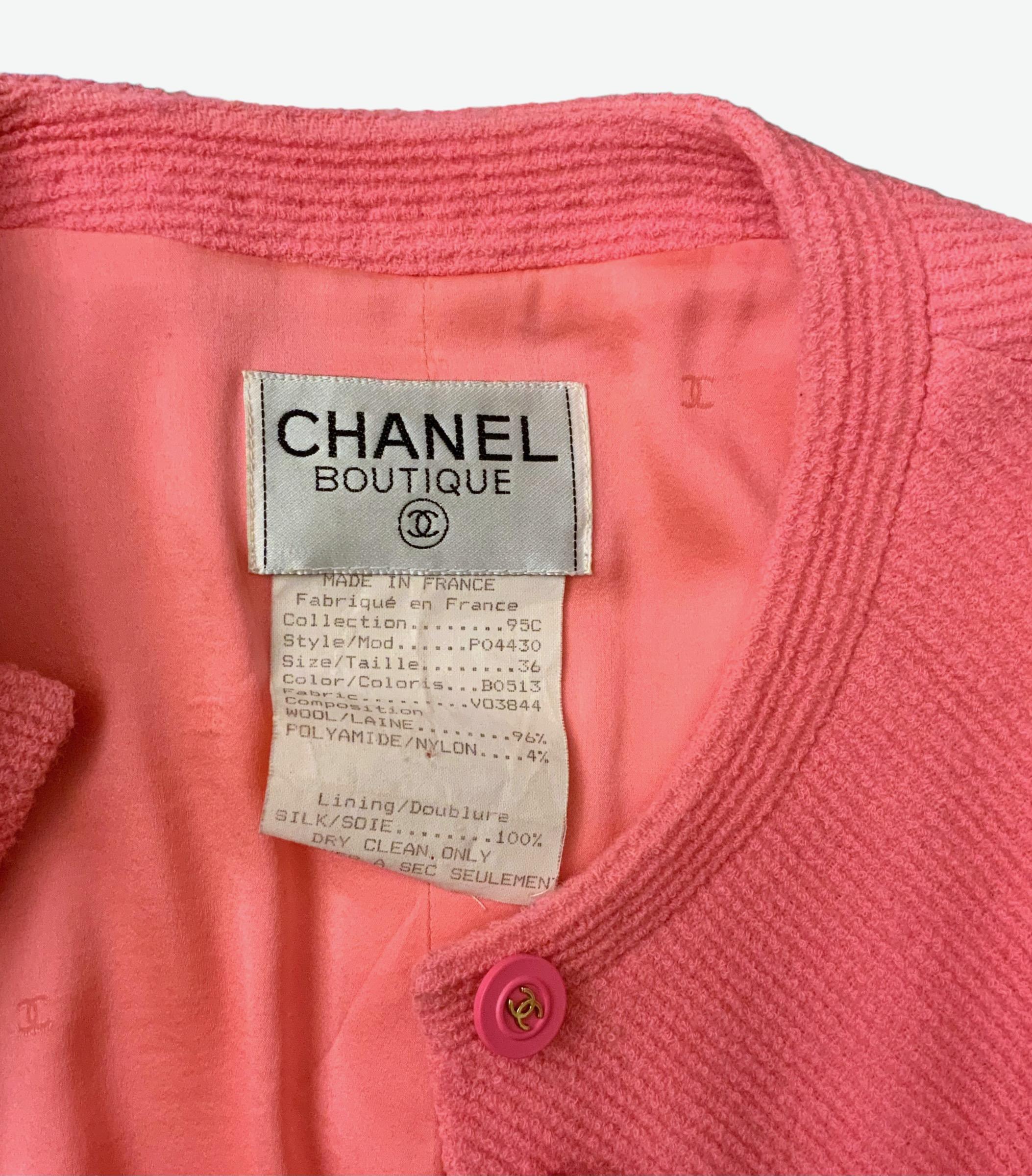 Chanel Cruise 1995 Pink Wool Tweed Jacket 1