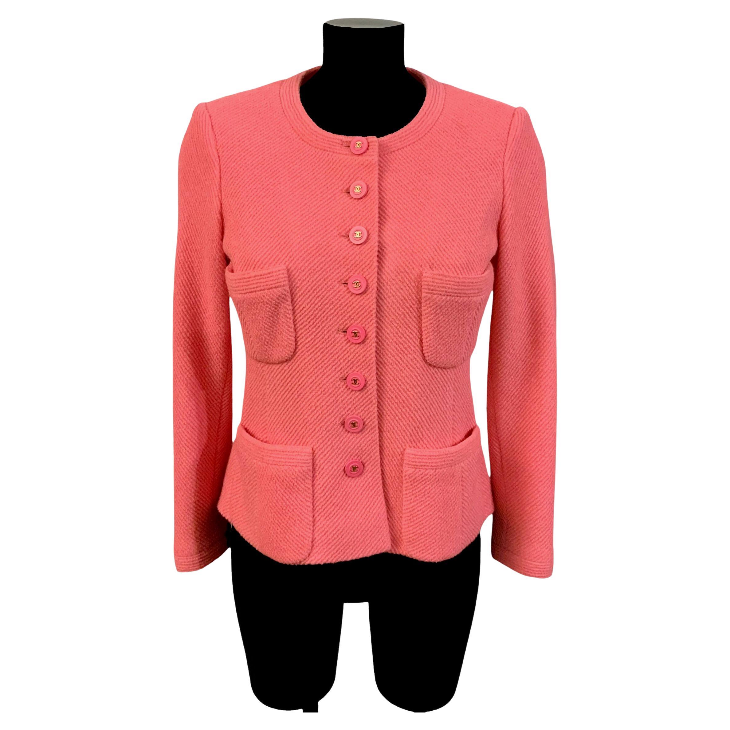 Chanel Cruise 1995 Pink Wool Tweed Jacket at 1stDibs | chanel 1995 jacket