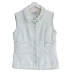 Chanel Cruise 1996 96C Pale Blue Tweed Vest Jacket