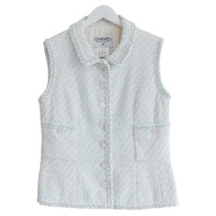 Chanel Cruise 1996 96C Pale Blue Tweed Vest Jacket