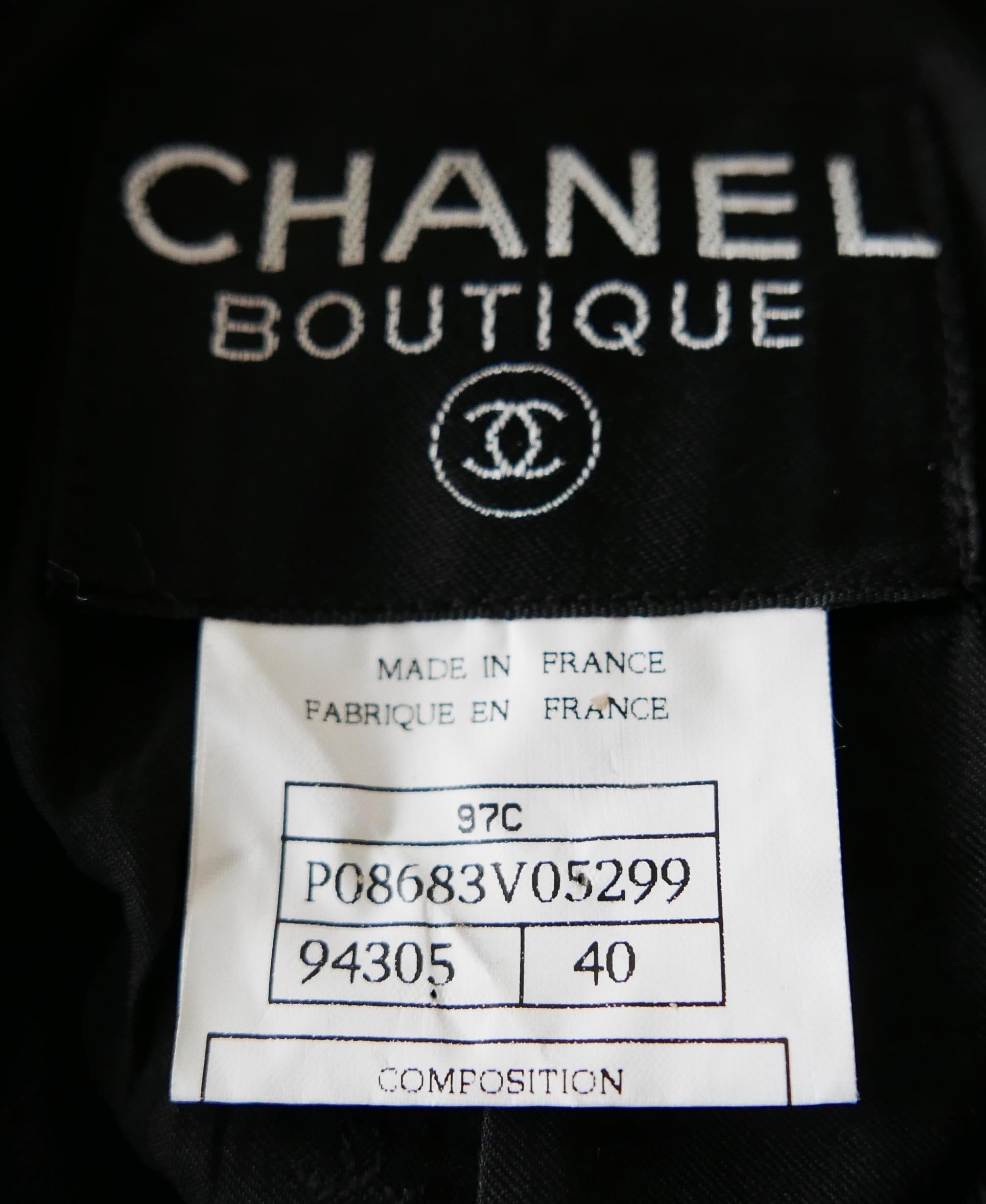 Chanel Cruise 1997 Long Black Coat w/Metal Buttons For Sale 2