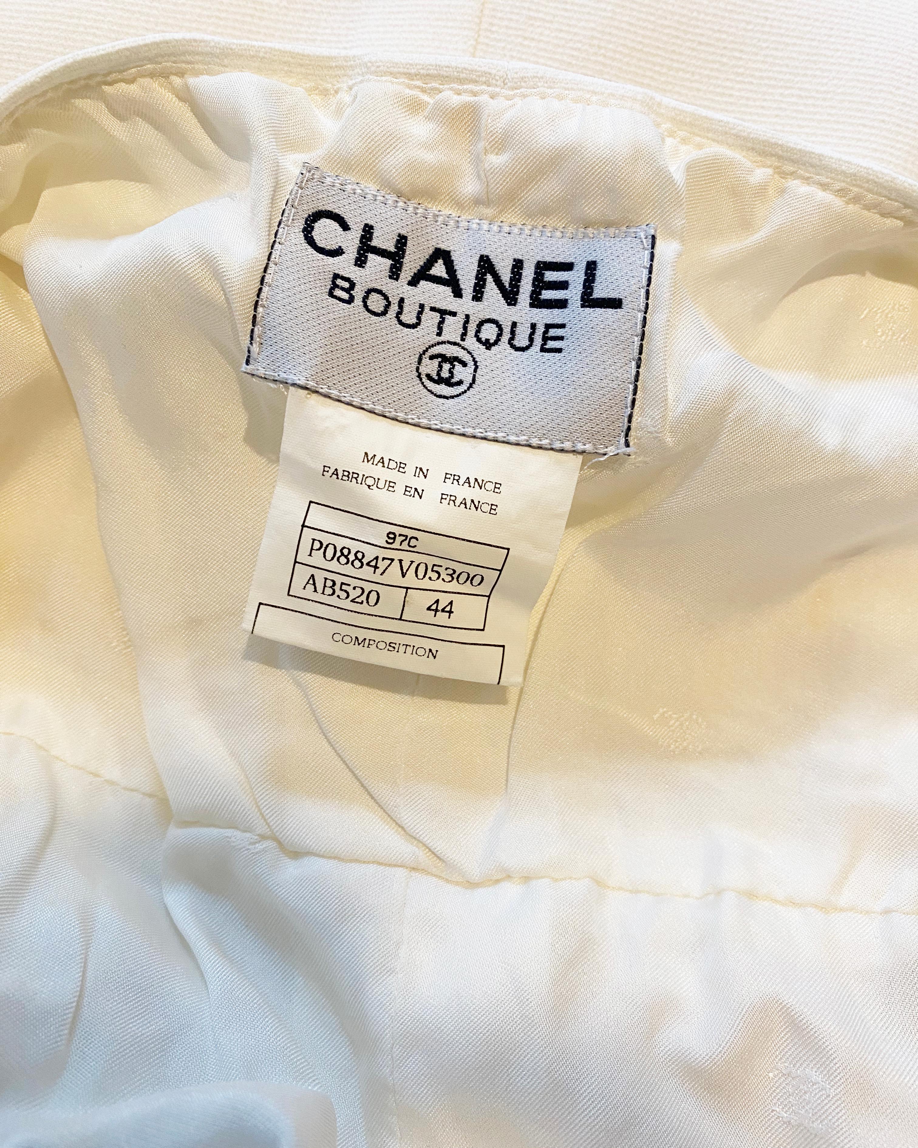 Chanel cruise 1997 vintage white wedding midi dress with logo button up front   For Sale 11