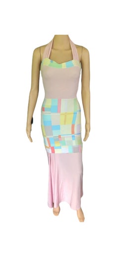Chanel Cruise 1999 Vintage Bodycon Halter Maxi Dress