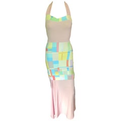 Chanel Cruise 1999 Vintage Bodycon Halter Maxi Dress