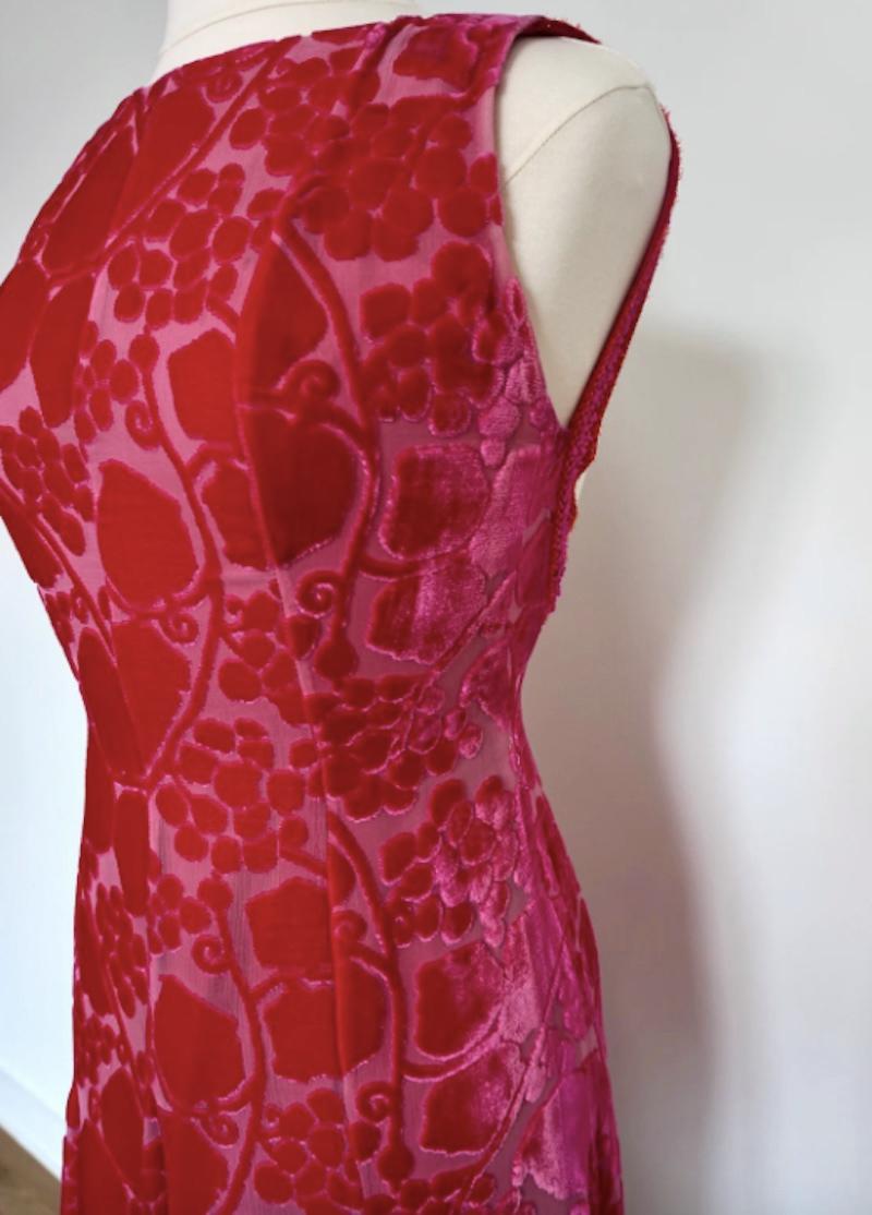 Chanel Cruise 2001 Hot Pink Crushed Velvet Mini Dress In Excellent Condition In New York, NY
