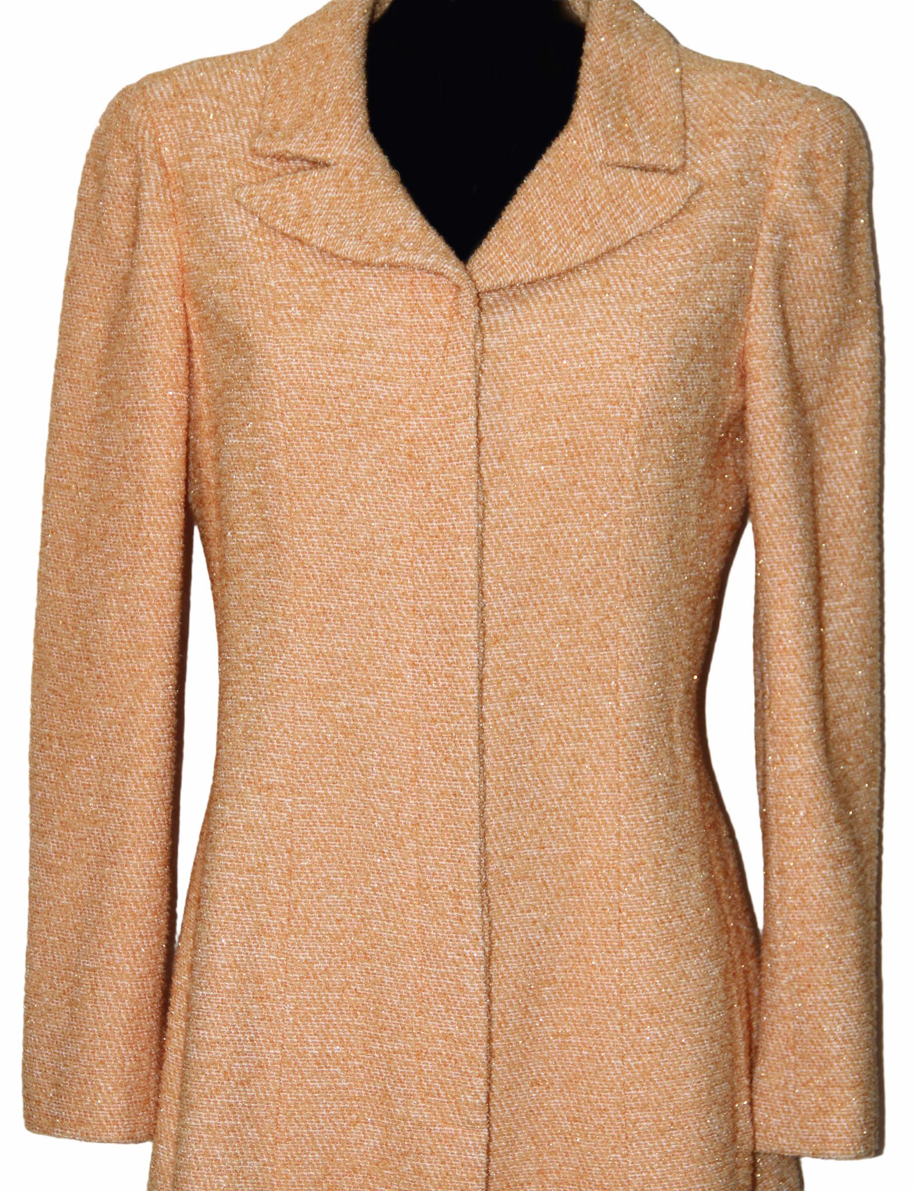 Brown Chanel Cruise 2001 Peach Tweed Coat