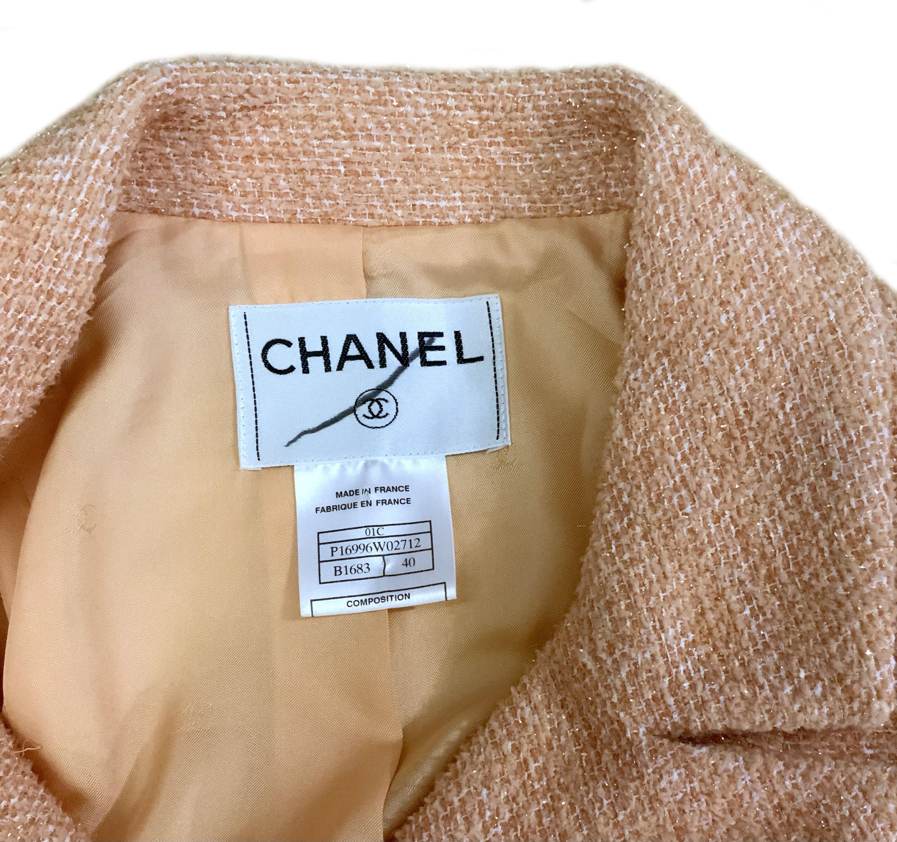 Women's Chanel Cruise 2001 Peach Tweed Coat