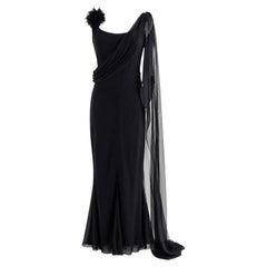 Chanel Cruise 2002 Midnight Blue Jersey & Chiffon Sash 02C Gown