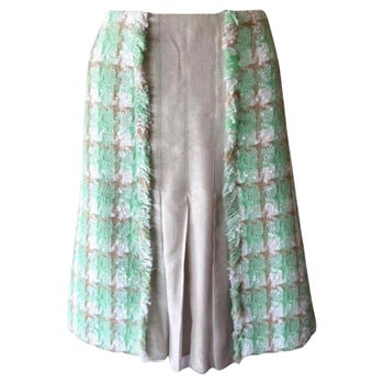 CHANEL Cruise 2004 Documented Bouclé & Silk Chiffon Skirt – Seen on Anna Wintour