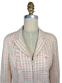 Chanel Cruise 2004 Ivory Fantasy Tweed Zip Front Jacket with Metallic Threads
