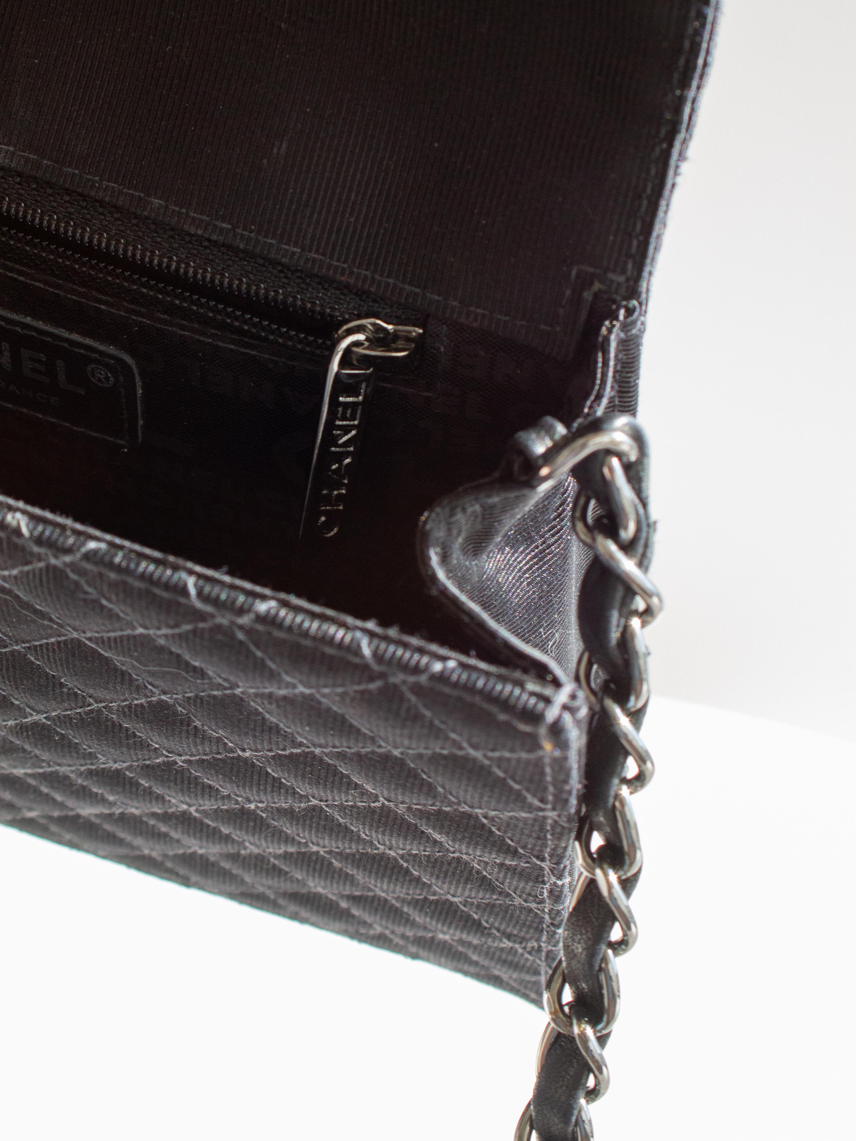 Chanel Cruise 2005 Trapeze Quilted Black Coco CC Camellia Crest 05C Mini Bag For Sale 9