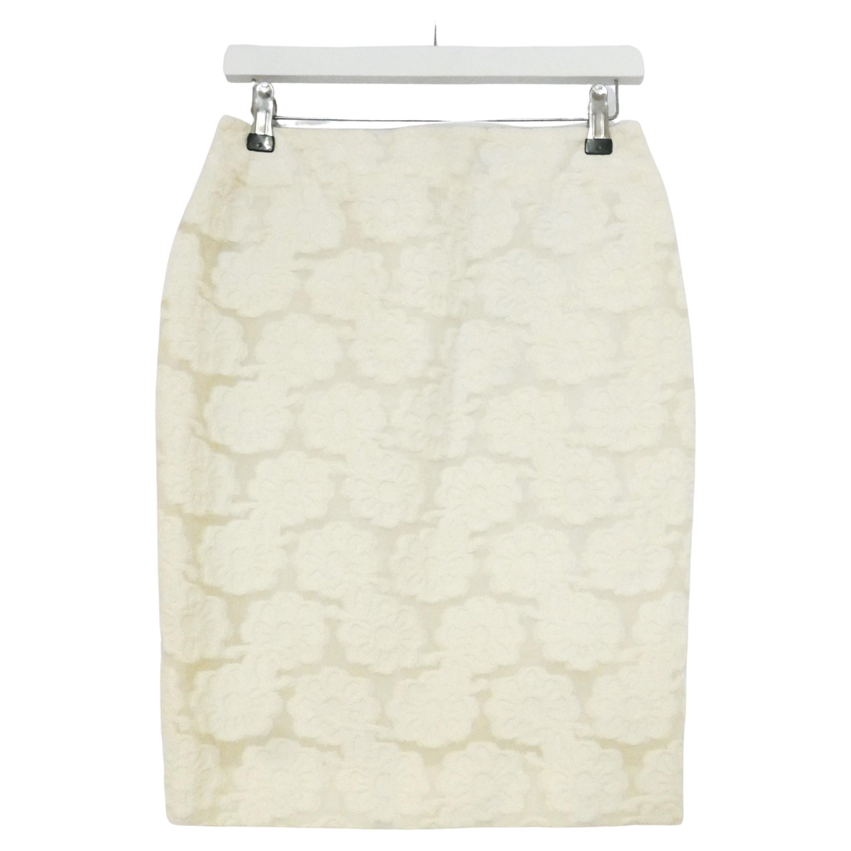 Chanel Cruise 2009 Camelia Burn Out Organza Pencil Skirt For Sale