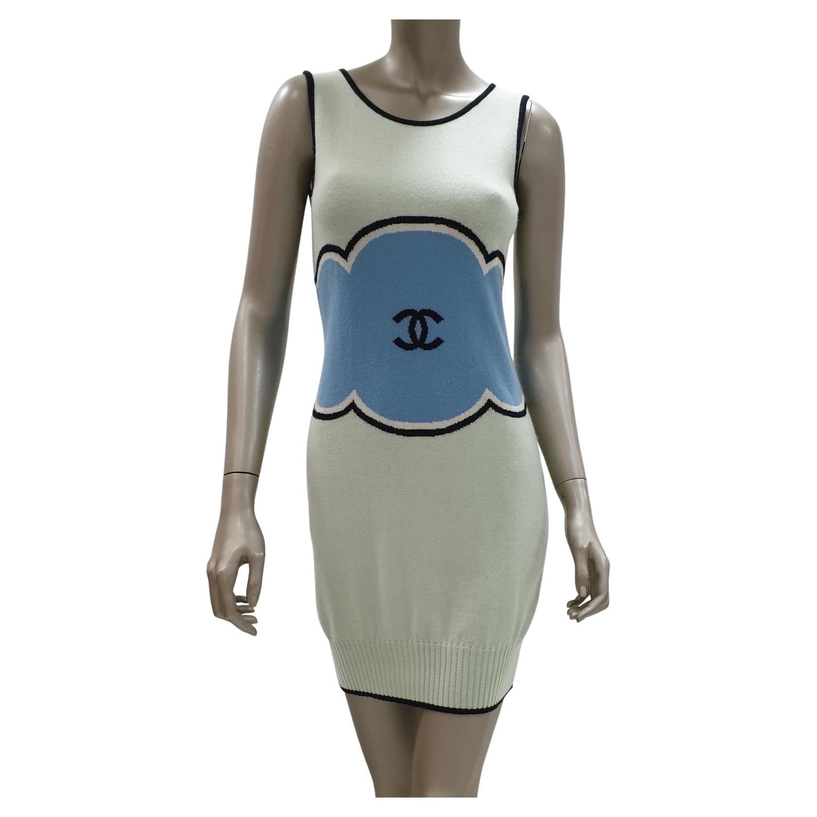 New Chanel S/S 2014 Runway Knit Chain Embellished Trim White Mini Dress For  Sale at 1stDibs