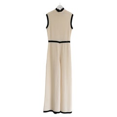 Chanel Cruise 2010 10C Cream & Black Knit Jumpsuit