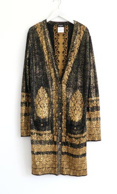 Chanel Cruise 2010 10C Gold Foil Knit Cardigan Coat