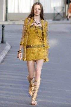 Chanel Cruise 2011 Gold Sequin Sheer Tweed Saint Tropez 11C Long Jacket