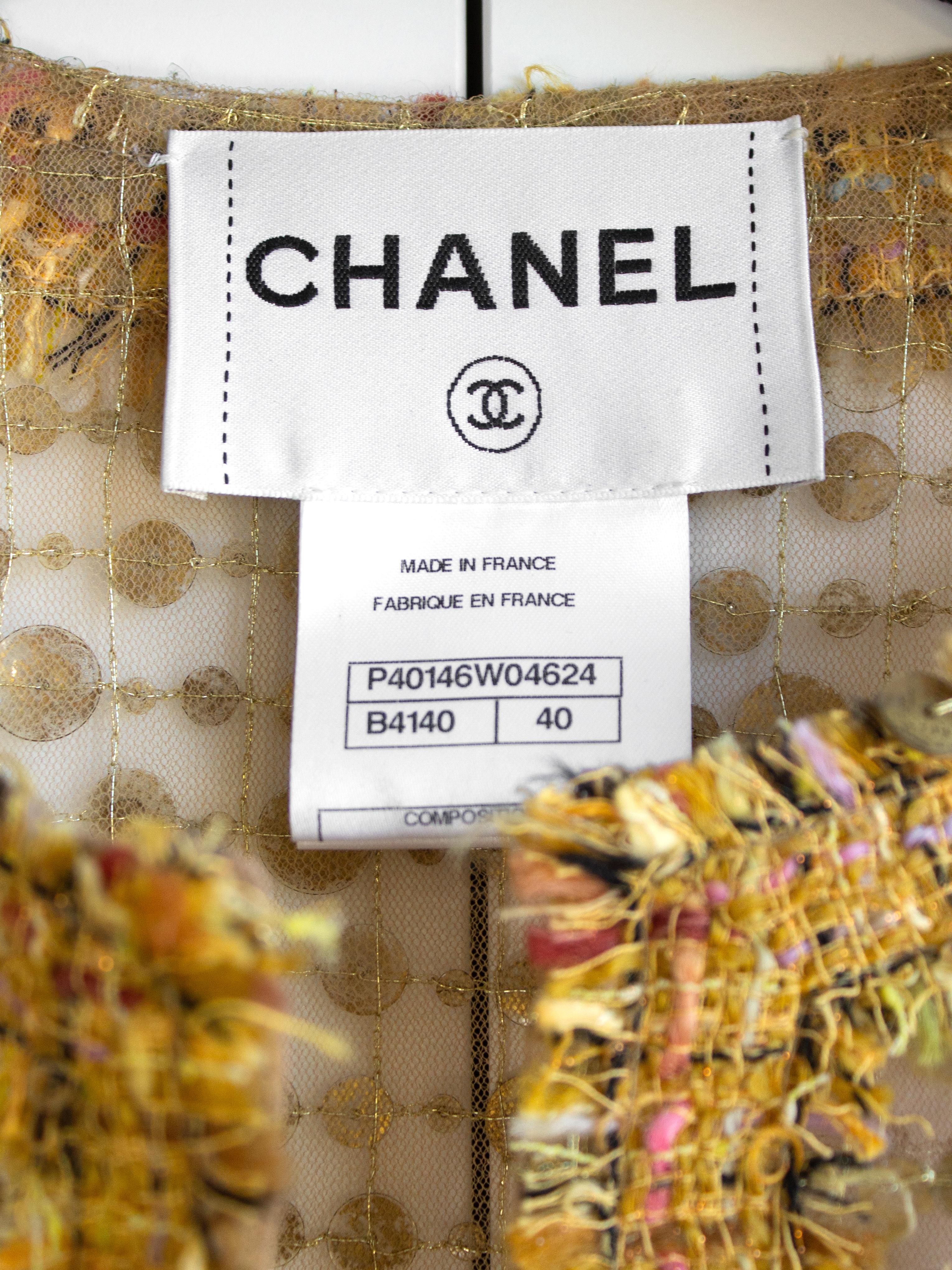 Chanel Cruise 2011 Gold Sequin Sheer Tweed Saint Tropez 11C Long Jacket 4