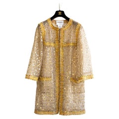 Chanel Cruise 2011 Gold Sequin Sheer Tweed Saint Tropez 11C Long Jacket