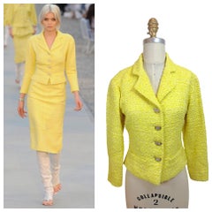 Chanel Cruise 2012 Runway Look 1 Yellow Bouclé Tweed Jacket
