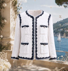 CHANEL Cruise 2012 Runway White Fluffy Tweed Jacket 34 FR