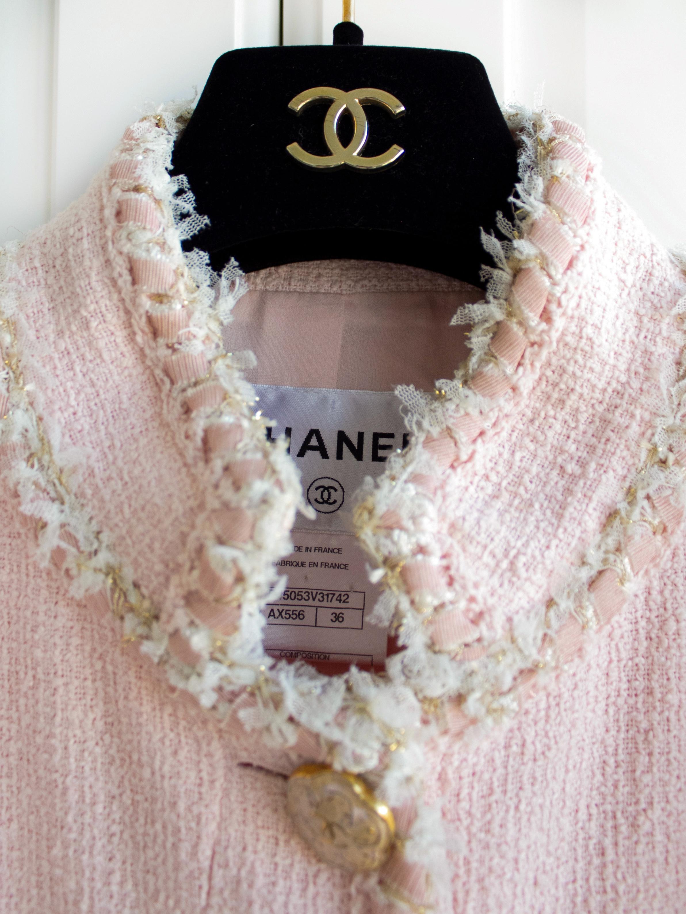 Chanel Cruise 2013 Versailles Pink Camellia 13C Long Tweed Braided Jacket Coat 1