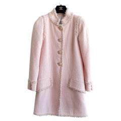Chanel Cruise 2013 Versailles Pink Camellia 13C Long Tweed Braided Jacket Coat