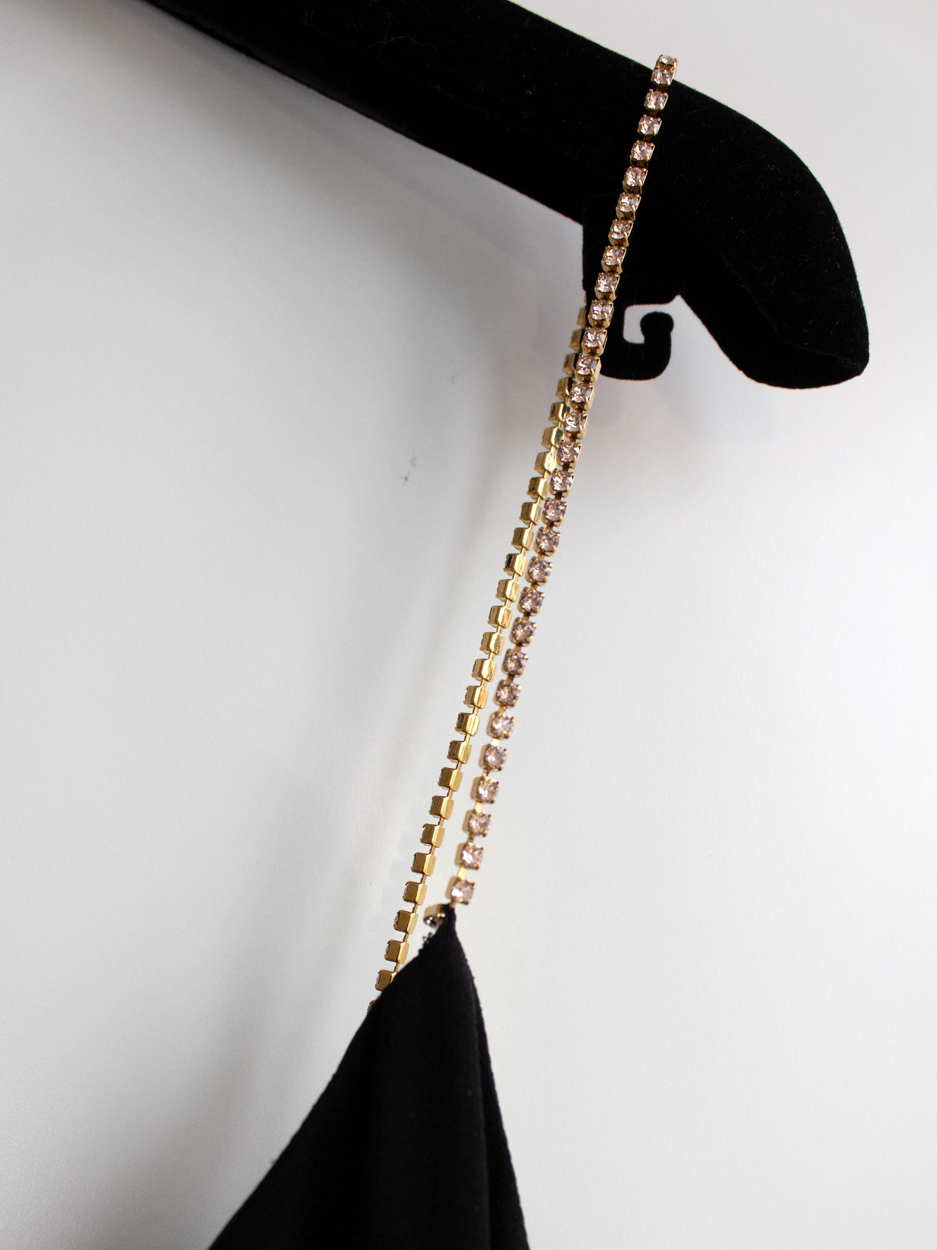 Chanel Cruise 2015 Black Gold Crystal Strap 15C Midi LBD Dress For Sale 2