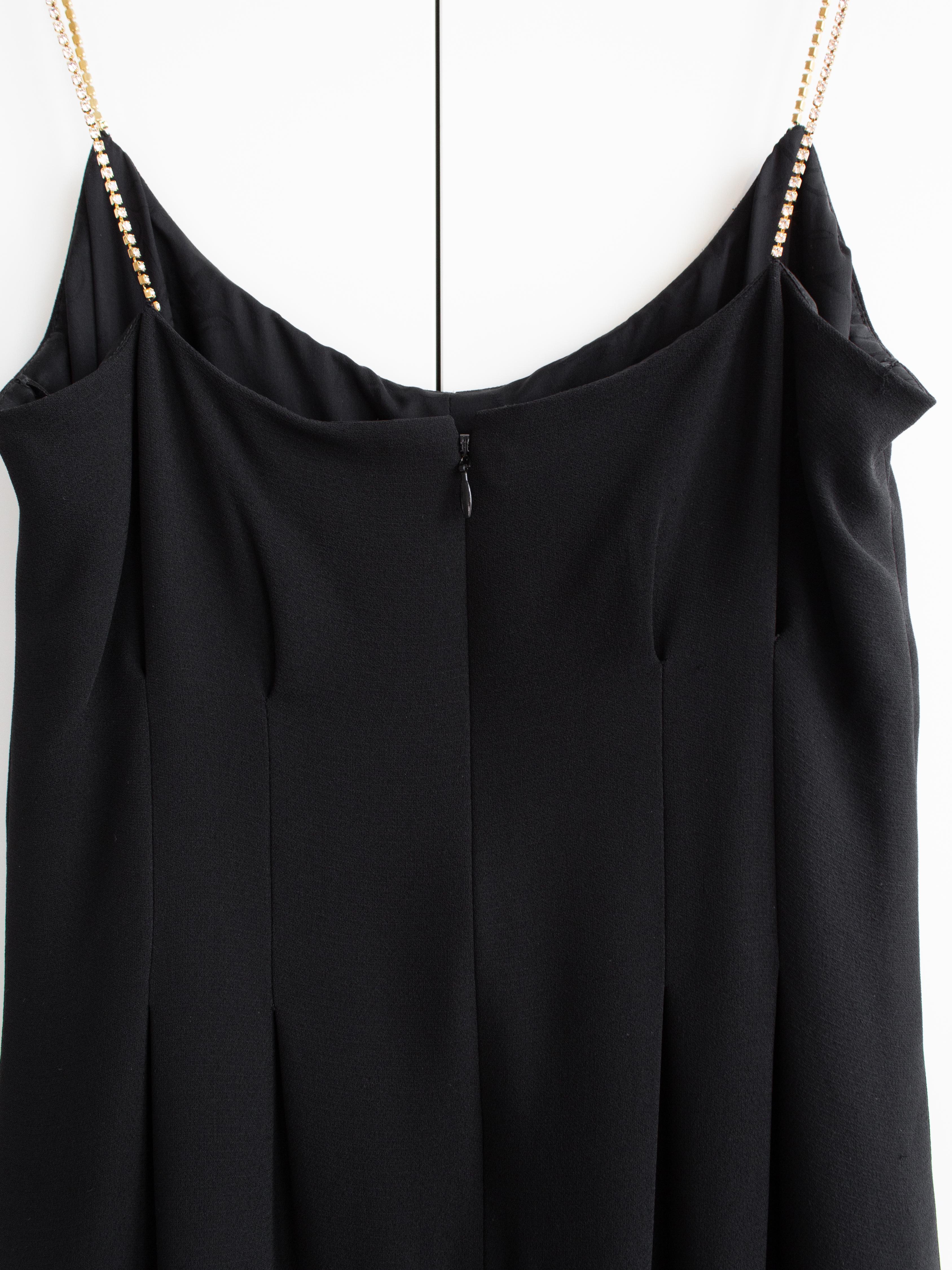 Chanel Cruise 2015 Black Gold Crystal Strap 15C Midi LBD Dress For Sale 4
