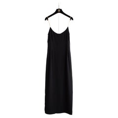 Chanel Cruise 2015 Black Gold Crystal Strap 15C Midi LBD Dress