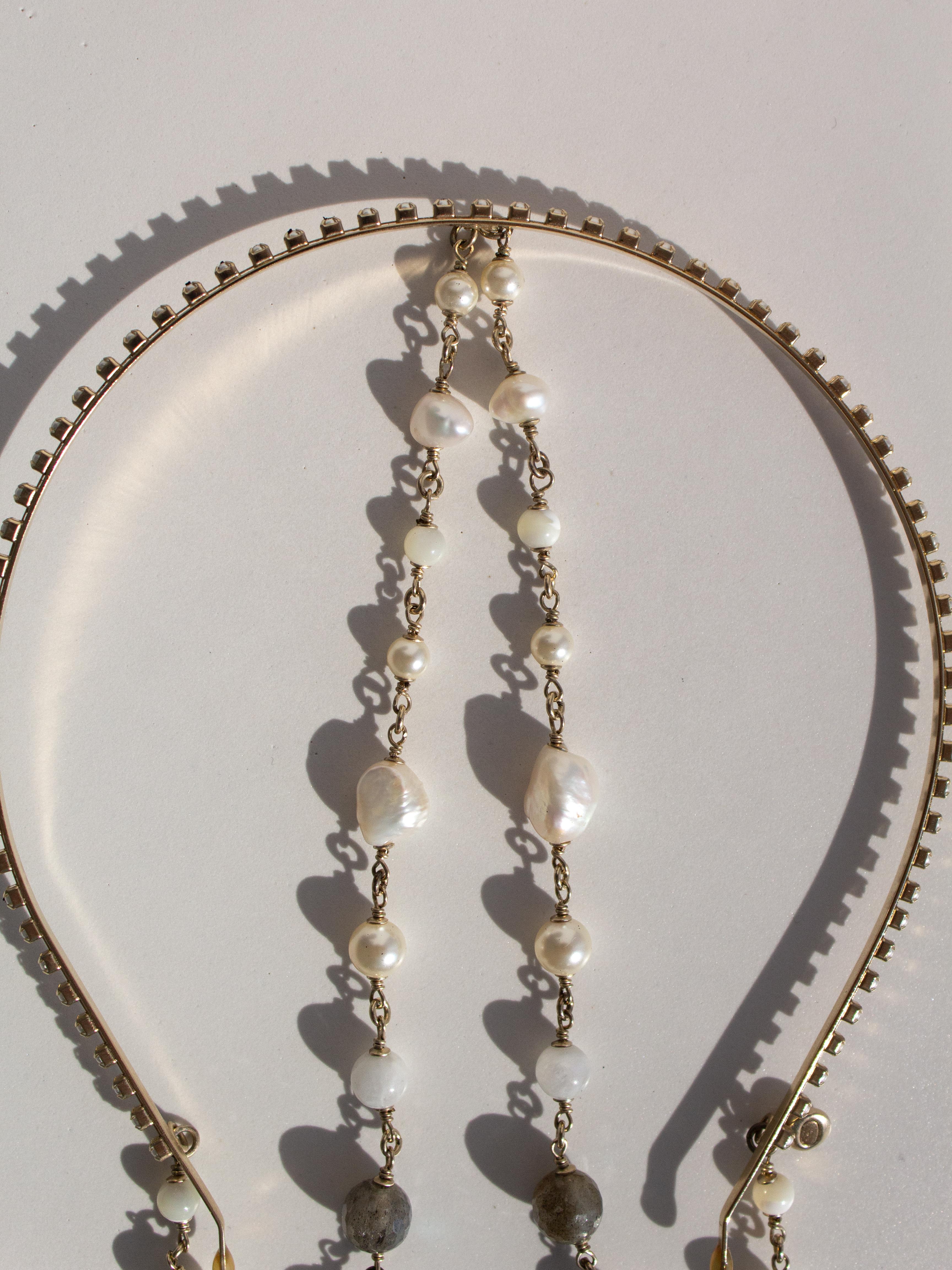 Chanel Cruise 2015 Dubai Gold Perle Labradorit Perle Perlen Kette Kopfband 15C Tiara 5