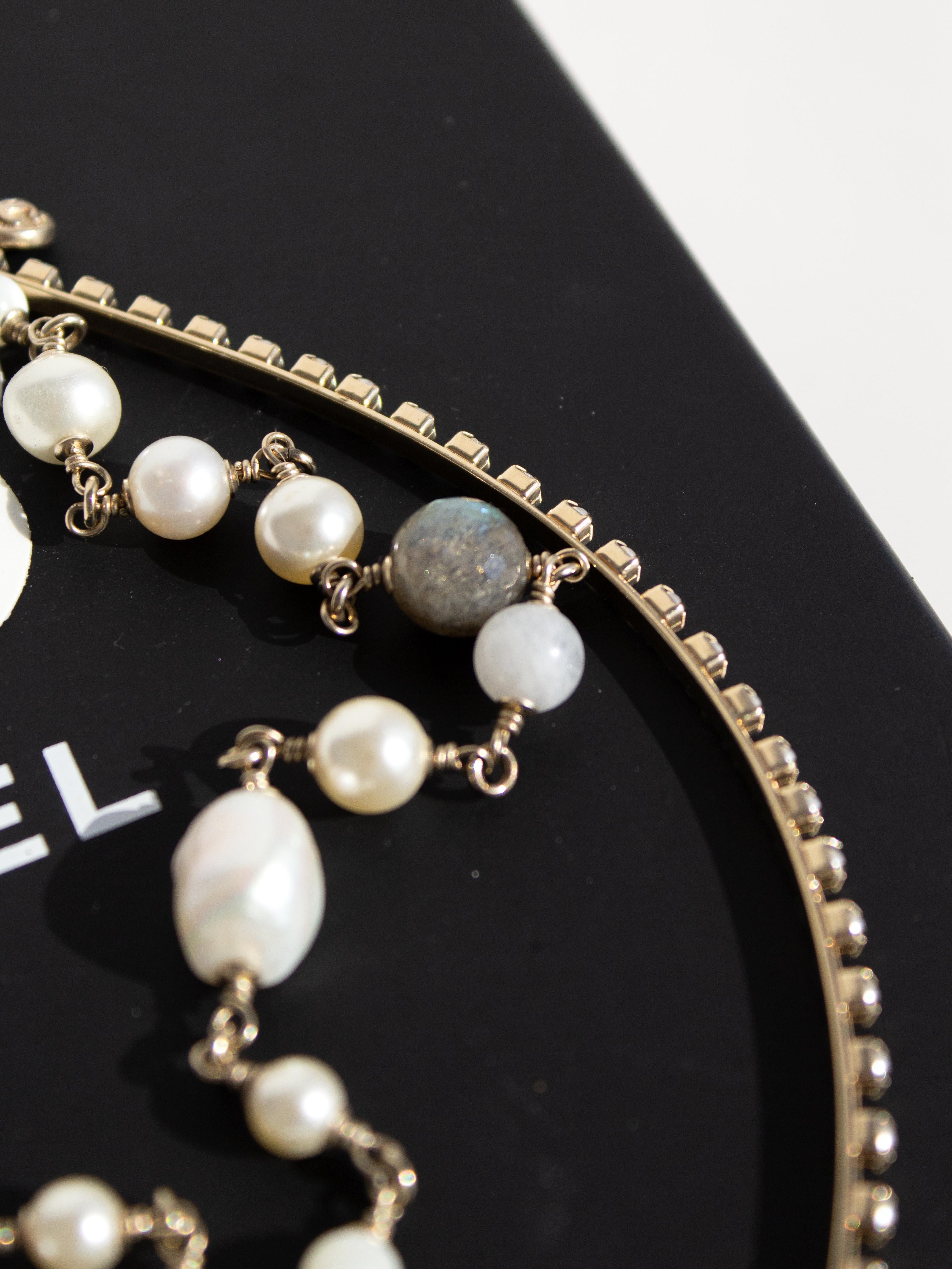 Chanel Cruise 2015 Dubai Gold Perle Labradorit Perle Perlen Kette Kopfband 15C Tiara 6