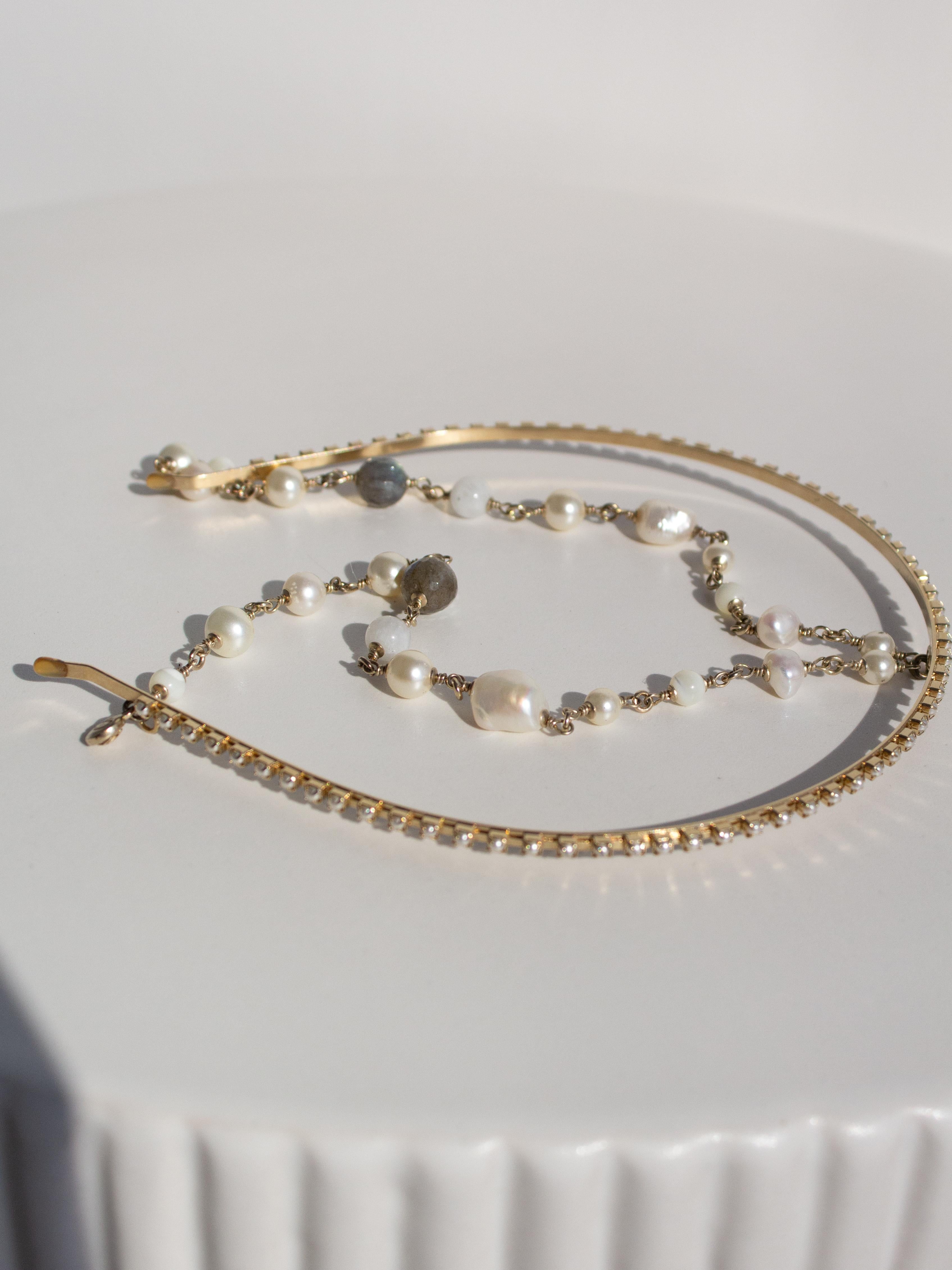 Chanel Cruise 2015 Dubai Gold Perle Labradorit Perle Perlen Kette Kopfband 15C Tiara 7