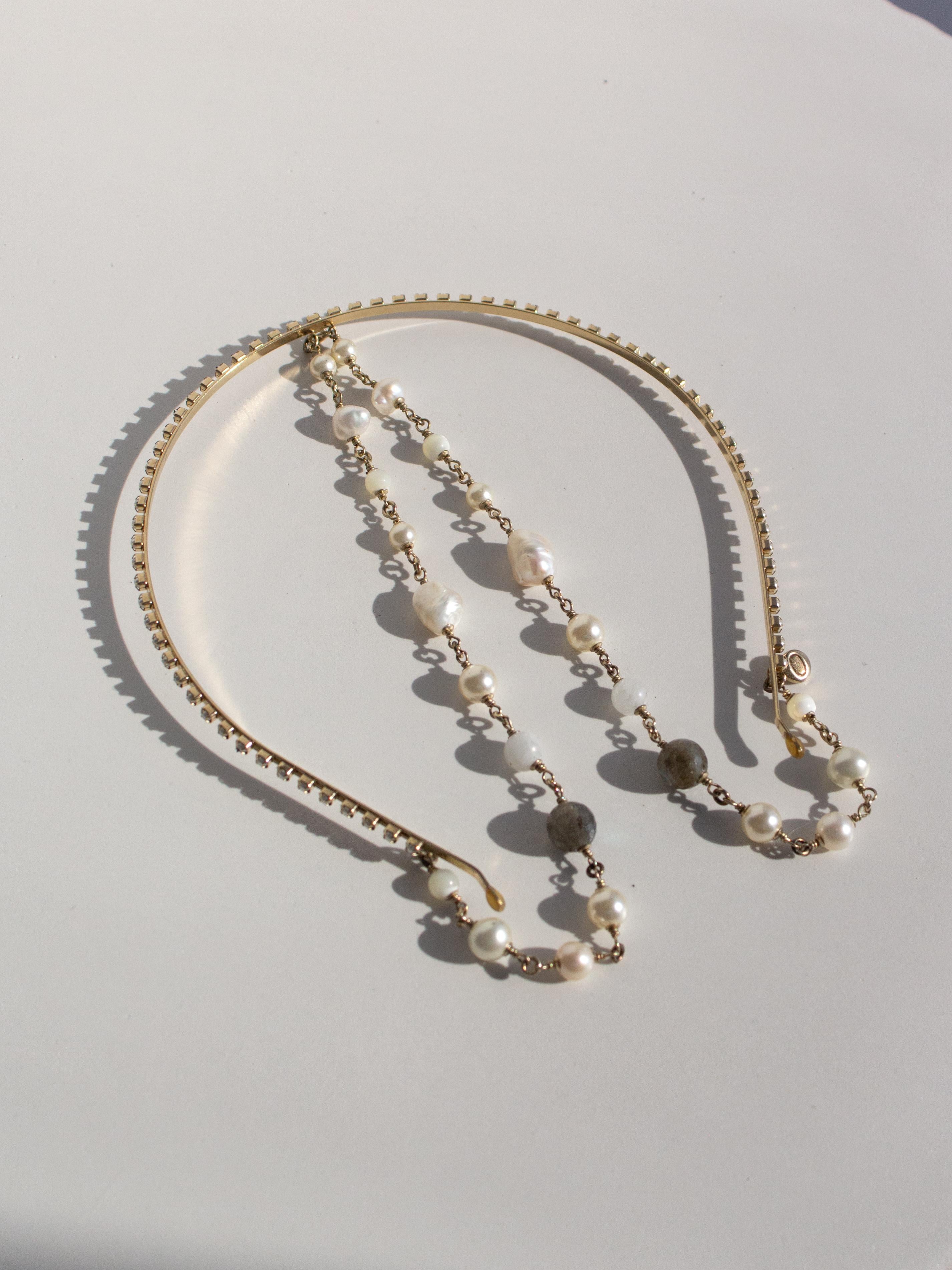 Chanel Cruise 2015 Dubai Gold Perle Labradorit Perle Perlen Kette Kopfband 15C Tiara 1