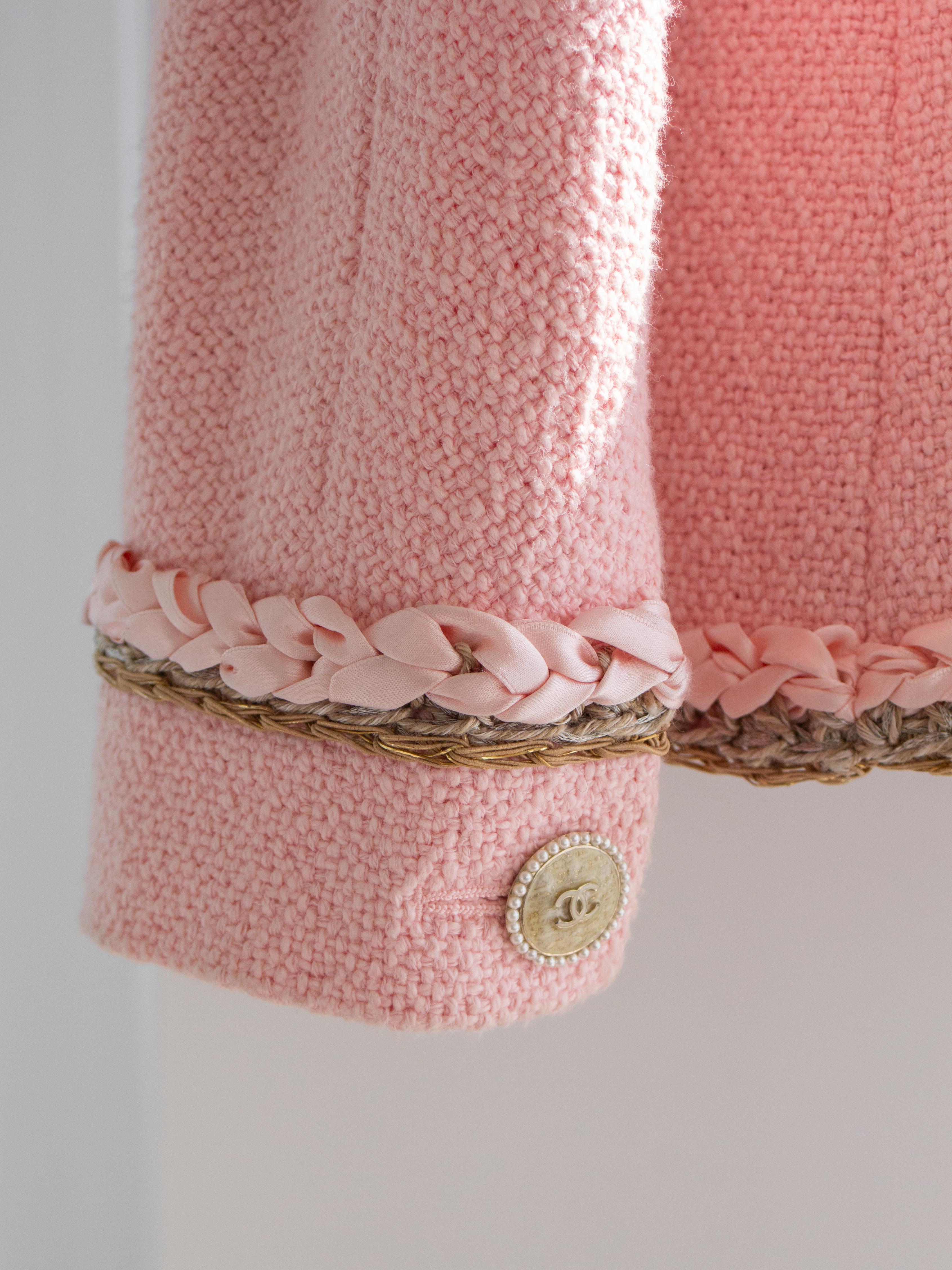 Chanel Cruise 2016 Seoul Pink Pearl Braided 16C Tweed Jacket 6