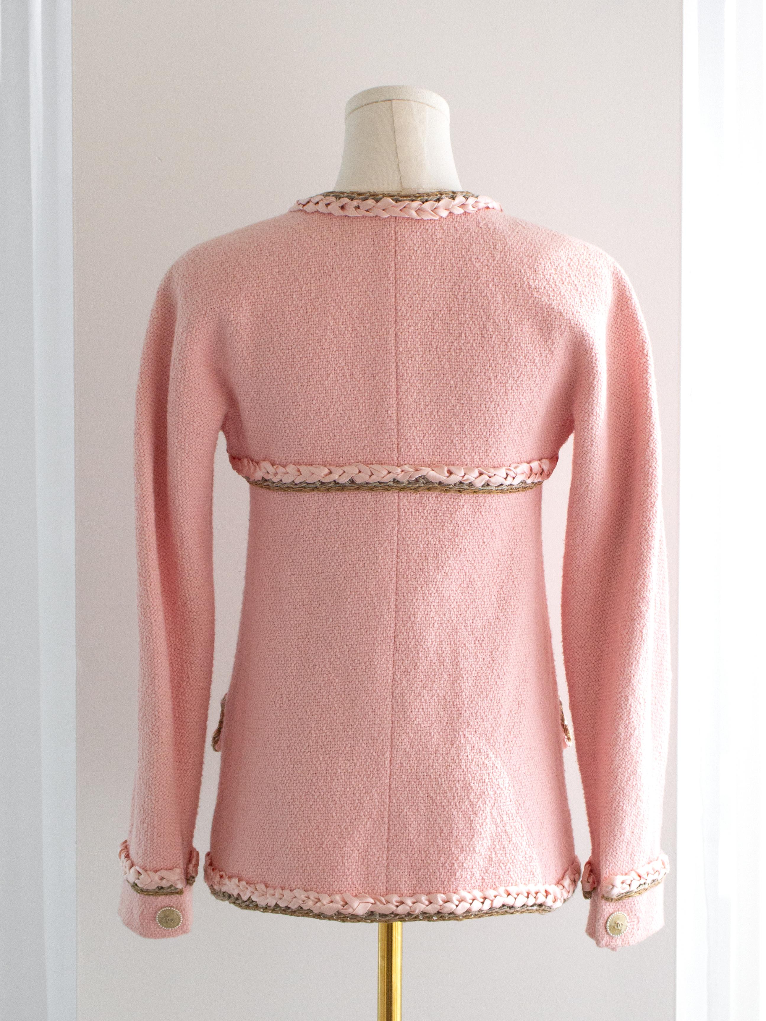 Chanel Cruise 2016 Seoul Pink Pearl Braided 16C Tweed Jacket 1
