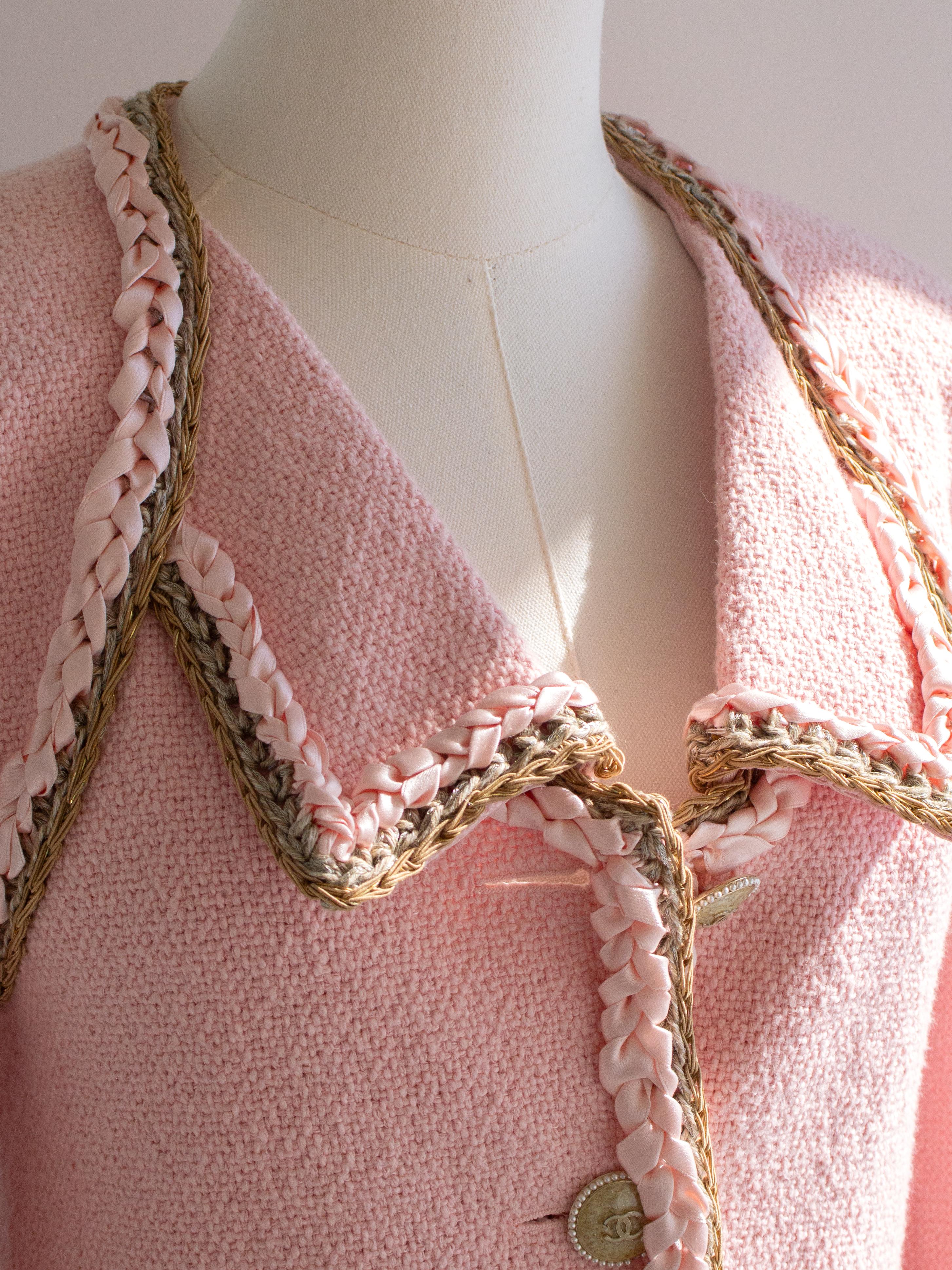 Chanel Cruise 2016 Seoul Pink Pearl Braided 16C Tweed Jacket 2