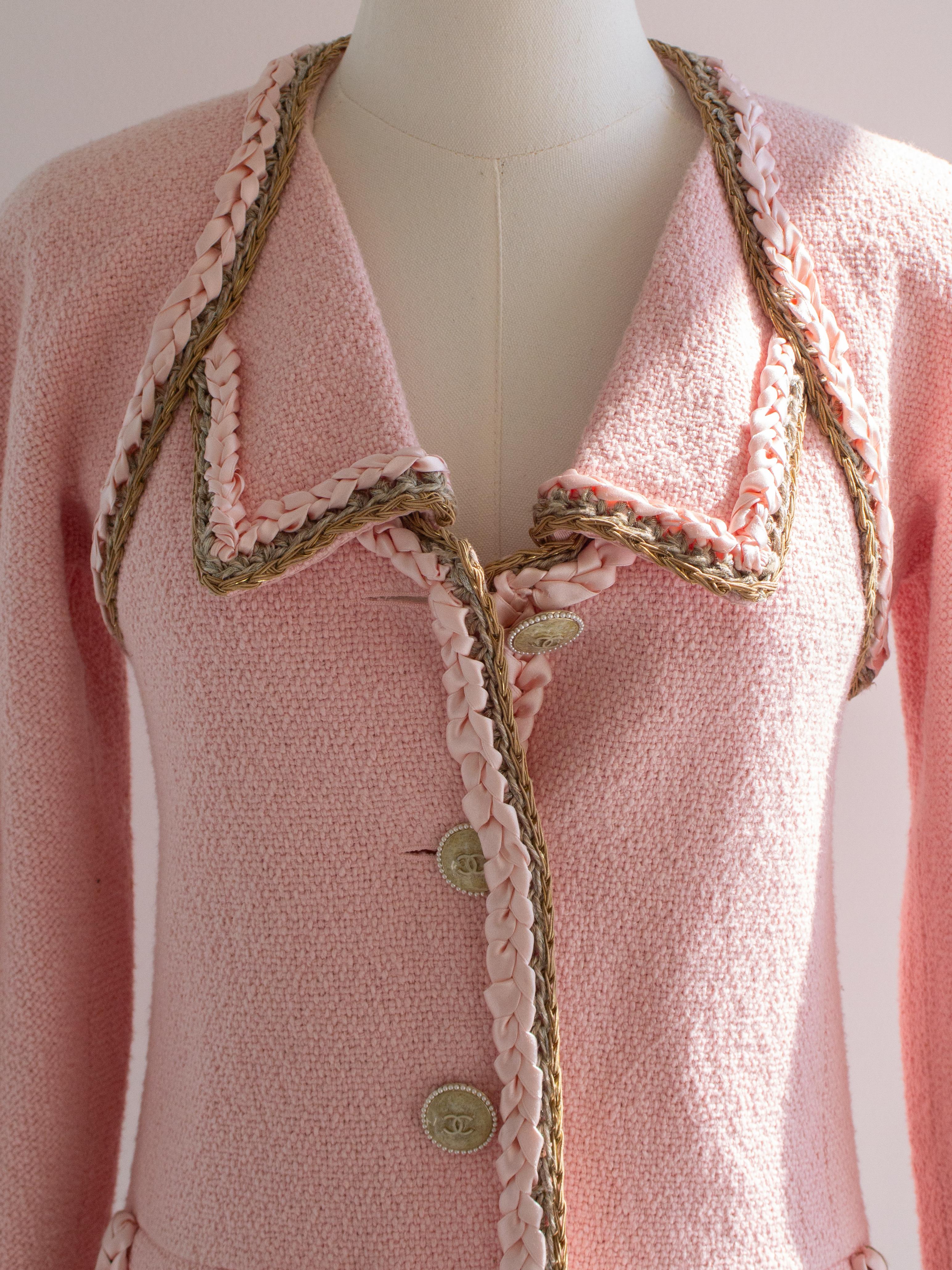 Chanel Cruise 2016 Seoul Pink Pearl Braided 16C Tweed Jacket 4