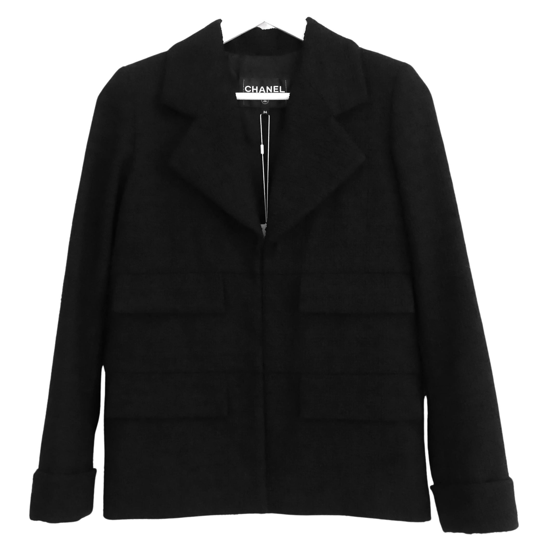 Chanel Midnight Blue Wool & Paper Short Sleeve Sweater 38 S 17C