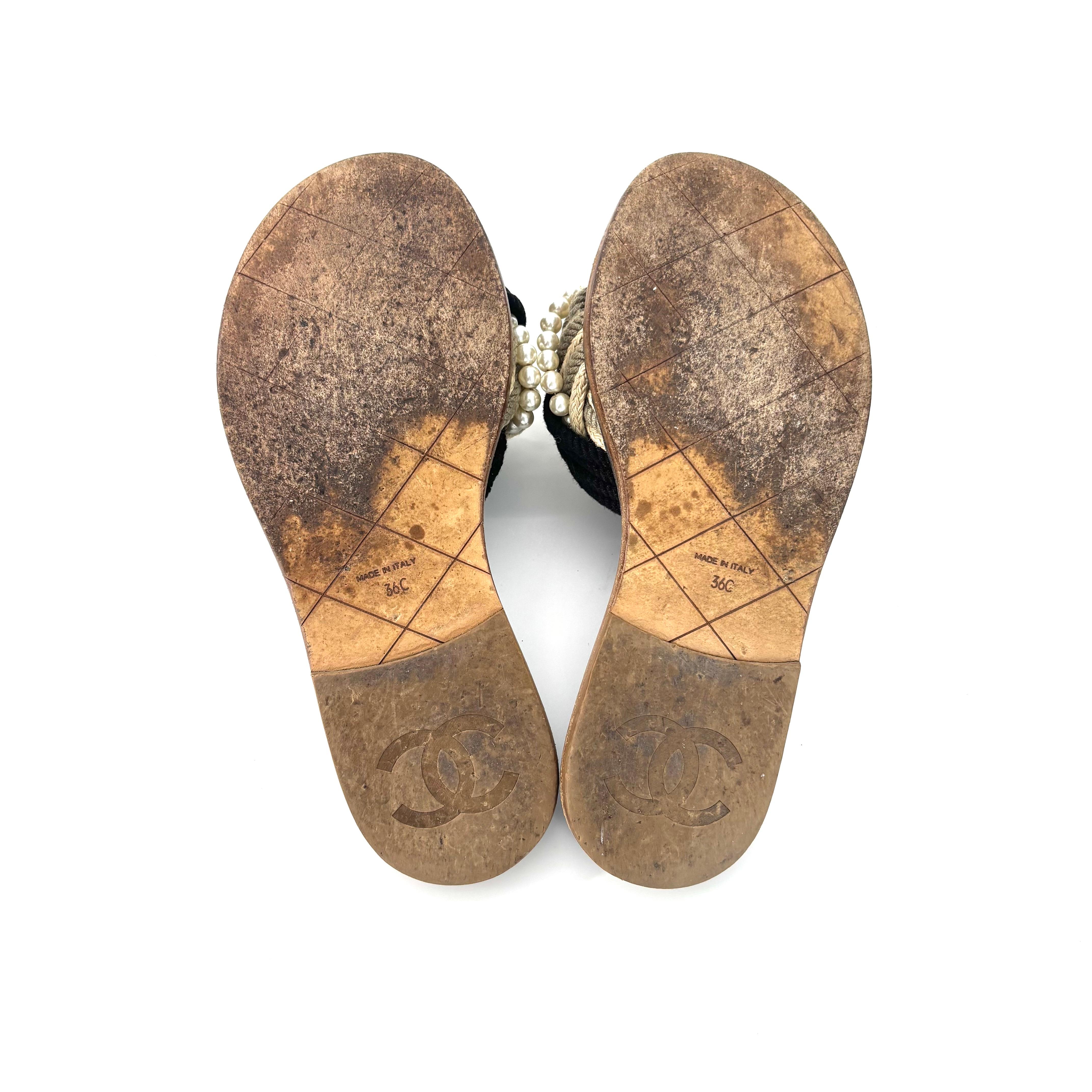 Donna Chanel Cruise 2017 Cuba Intrecciato Perle Scivoli Mules Slip On Sandali Piatti 36 in vendita