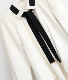 Chanel Cruise 2017 ‘Cuba’ Ribbon Neck Pearl Button Cream Lamb Leather Coat