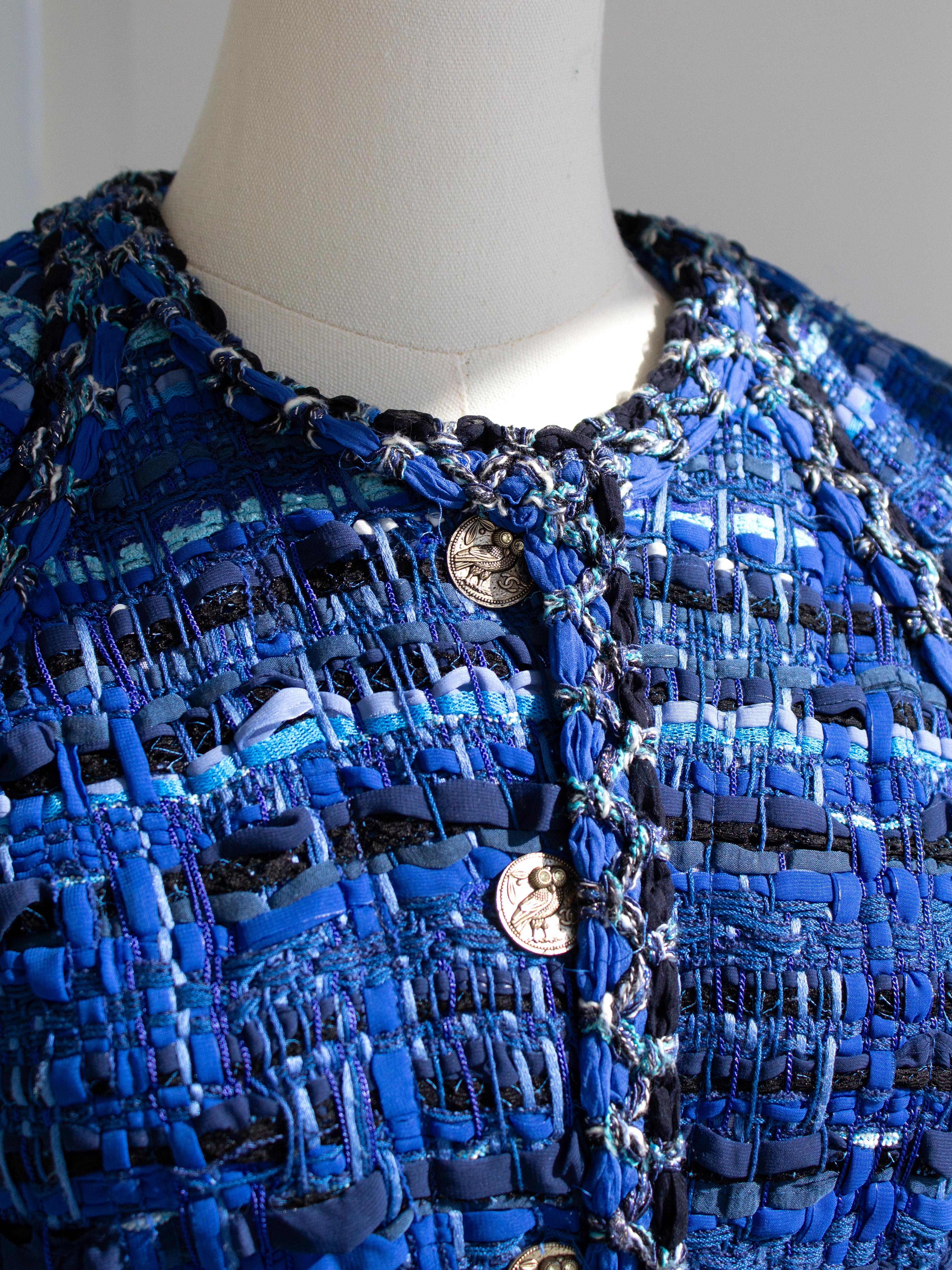 Chanel Cruise 2018 Greece Blue Gold Owl Lesage Fantasy Tweed 18C Jacket 5