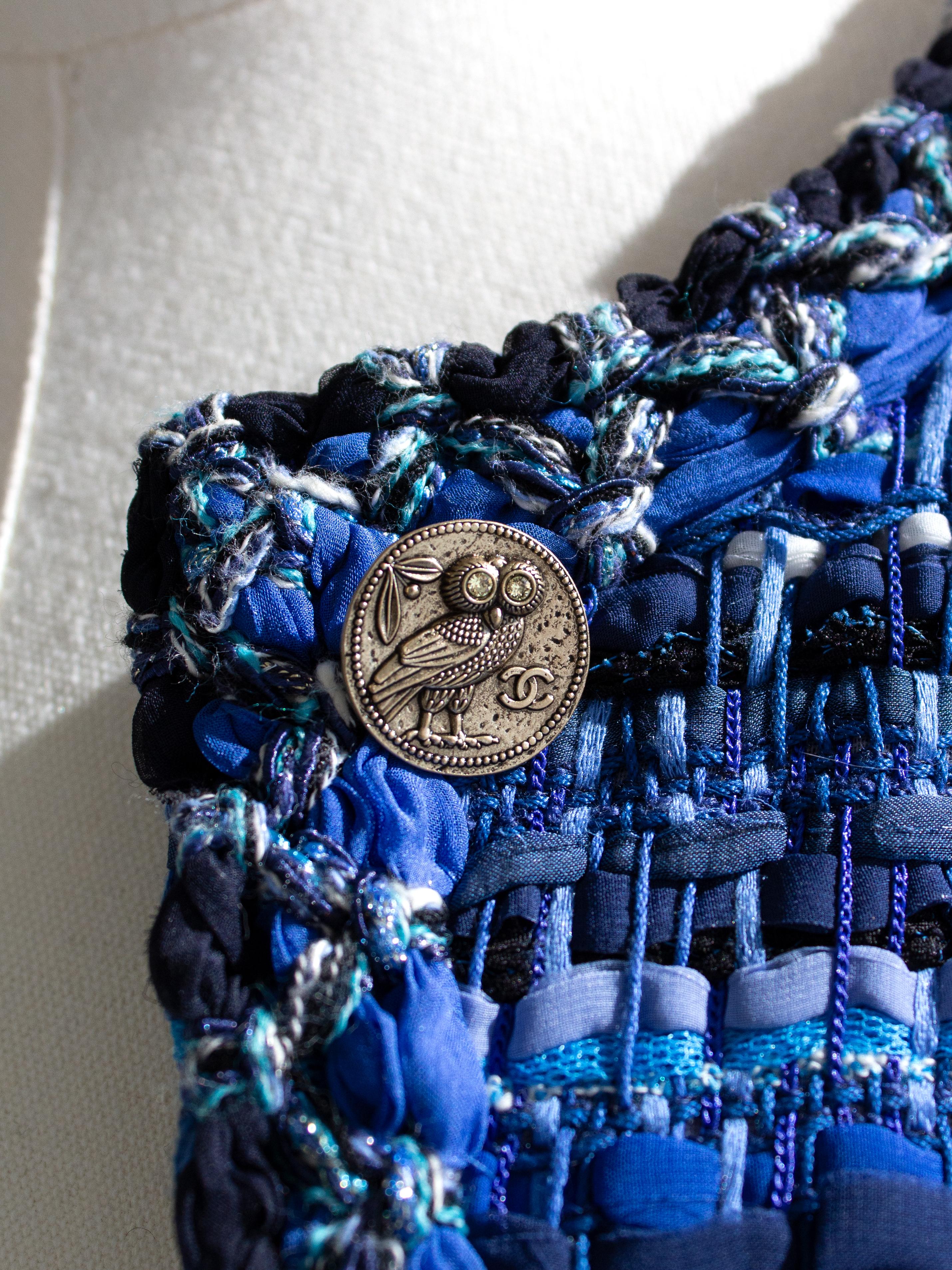 Chanel Cruise 2018 Greece Blue Gold Owl Lesage Fantasy Tweed 18C Jacket 9