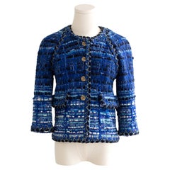Chanel Cruise 2018 Greece Blue Gold Owl Lesage Fantasy Tweed 18C Jacket