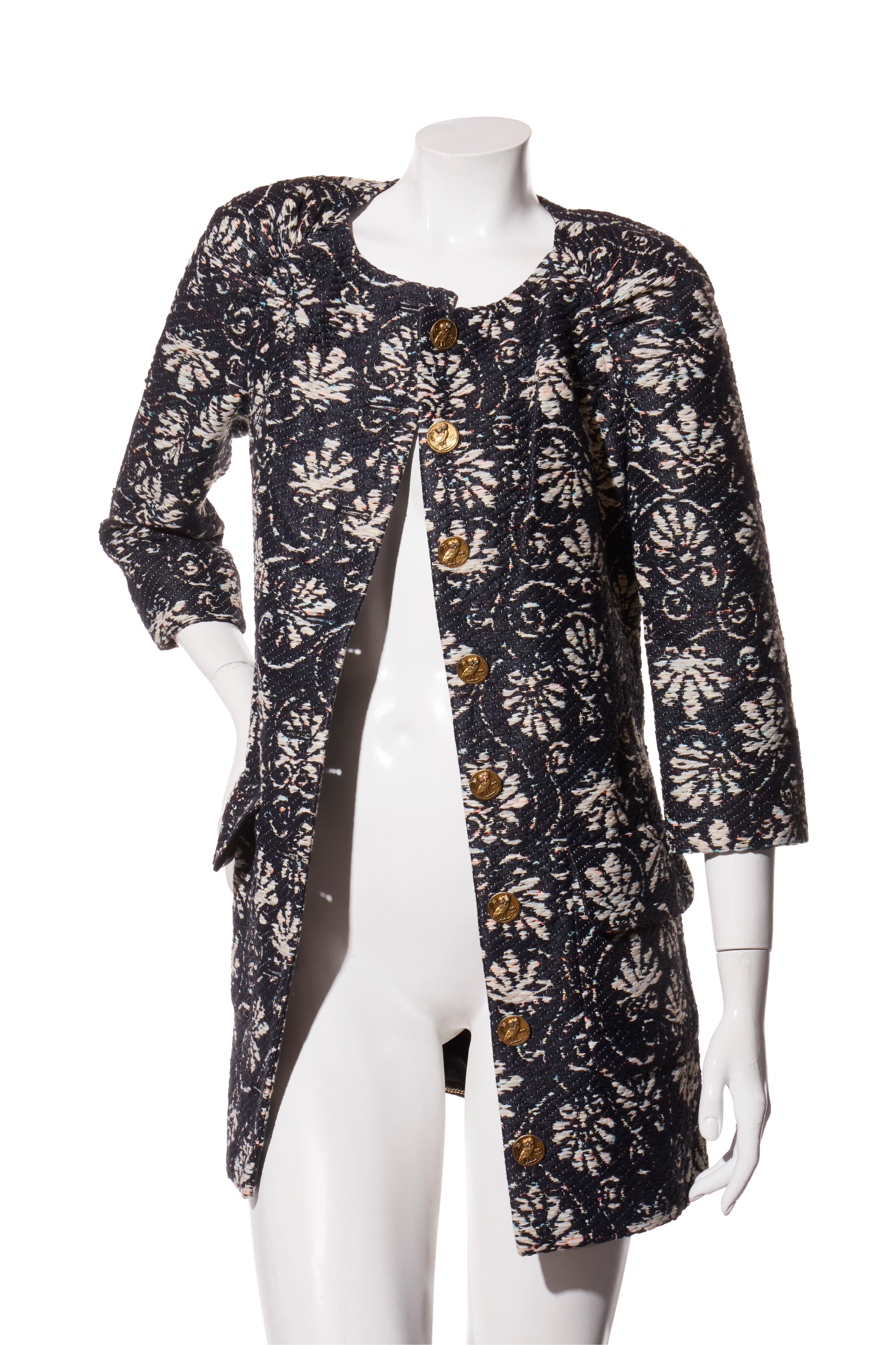 Chanel Cruise 2018 Greece Collection Navy Tweed Jacket Dress FR 36 Documented In Good Condition For Sale In Woodland Hills, CA