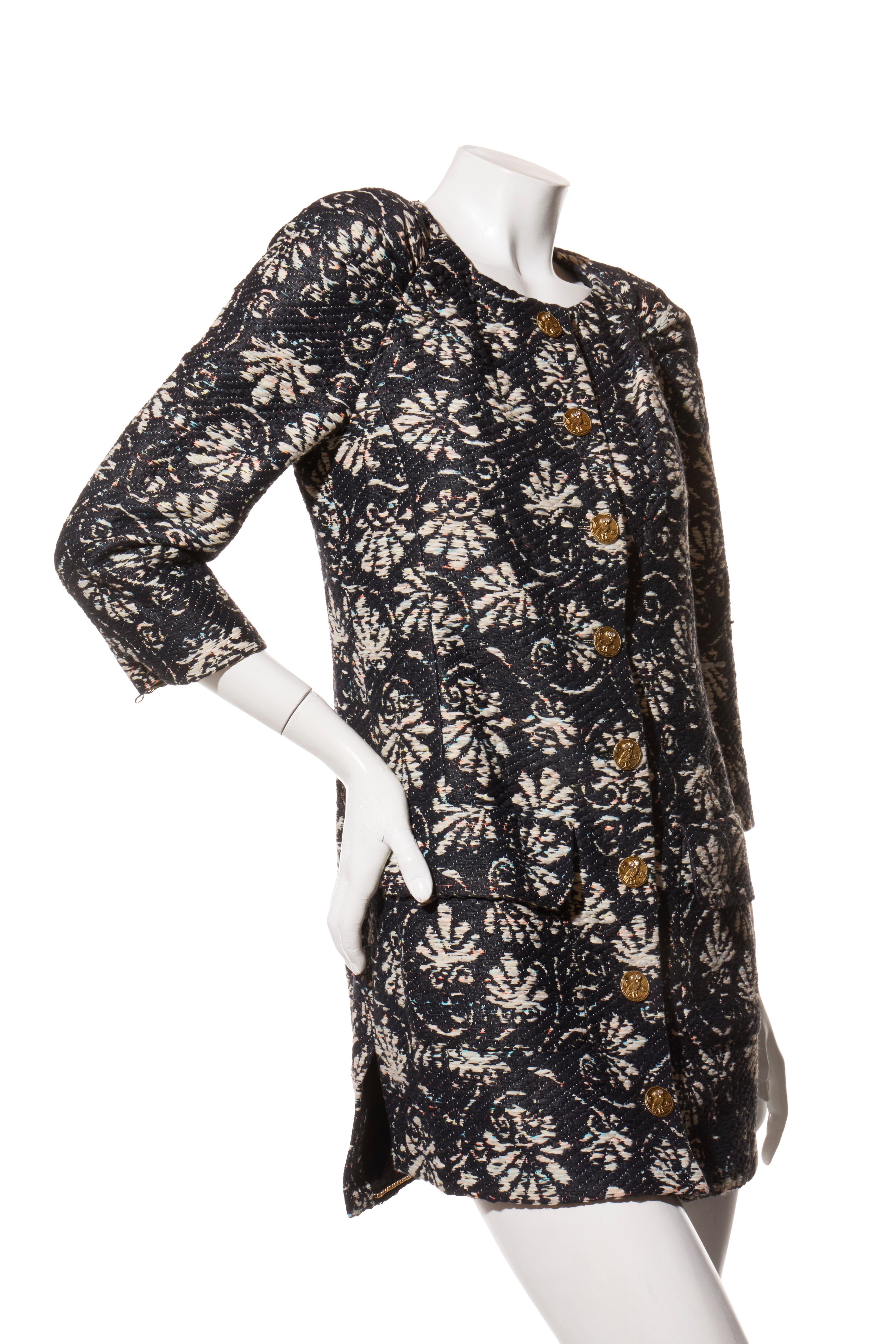 Women's Chanel Cruise 2018 Greece Collection Navy Tweed Jacket Dress FR 36 Documented For Sale