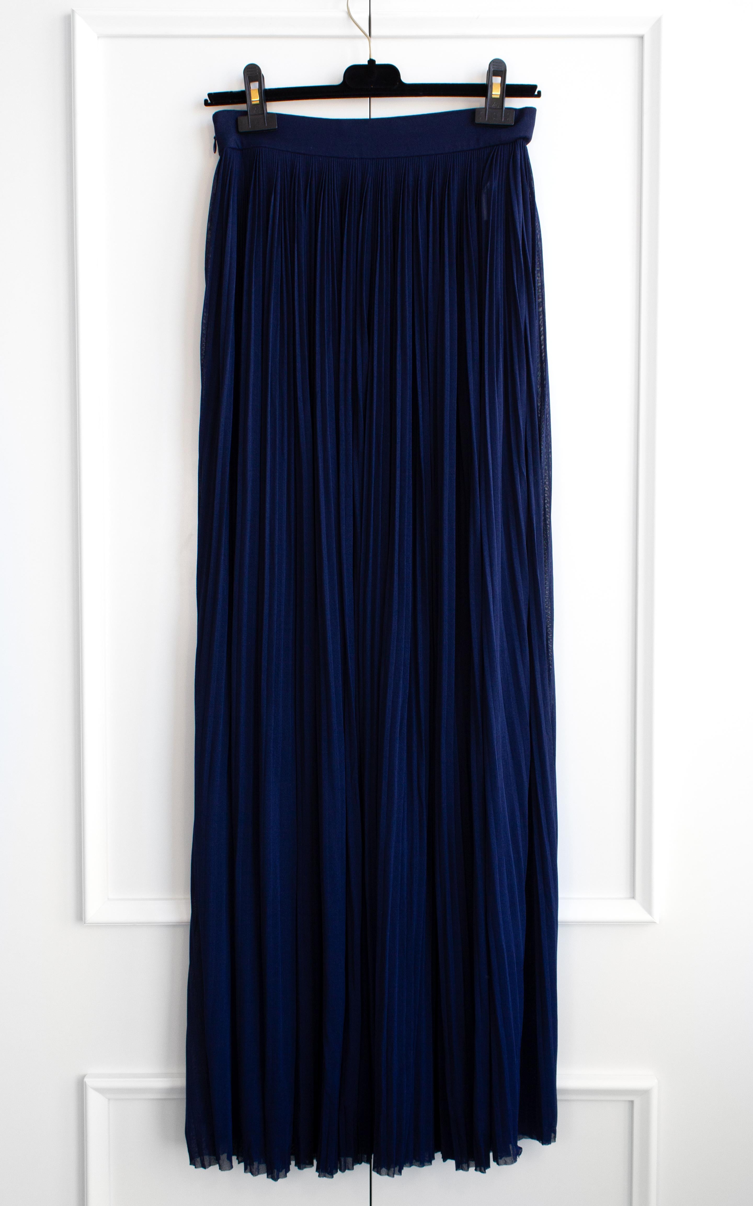 Women's Chanel Cruise 2018 Greece Navy Blue Pleated 18C Palazzo Pants For Sale