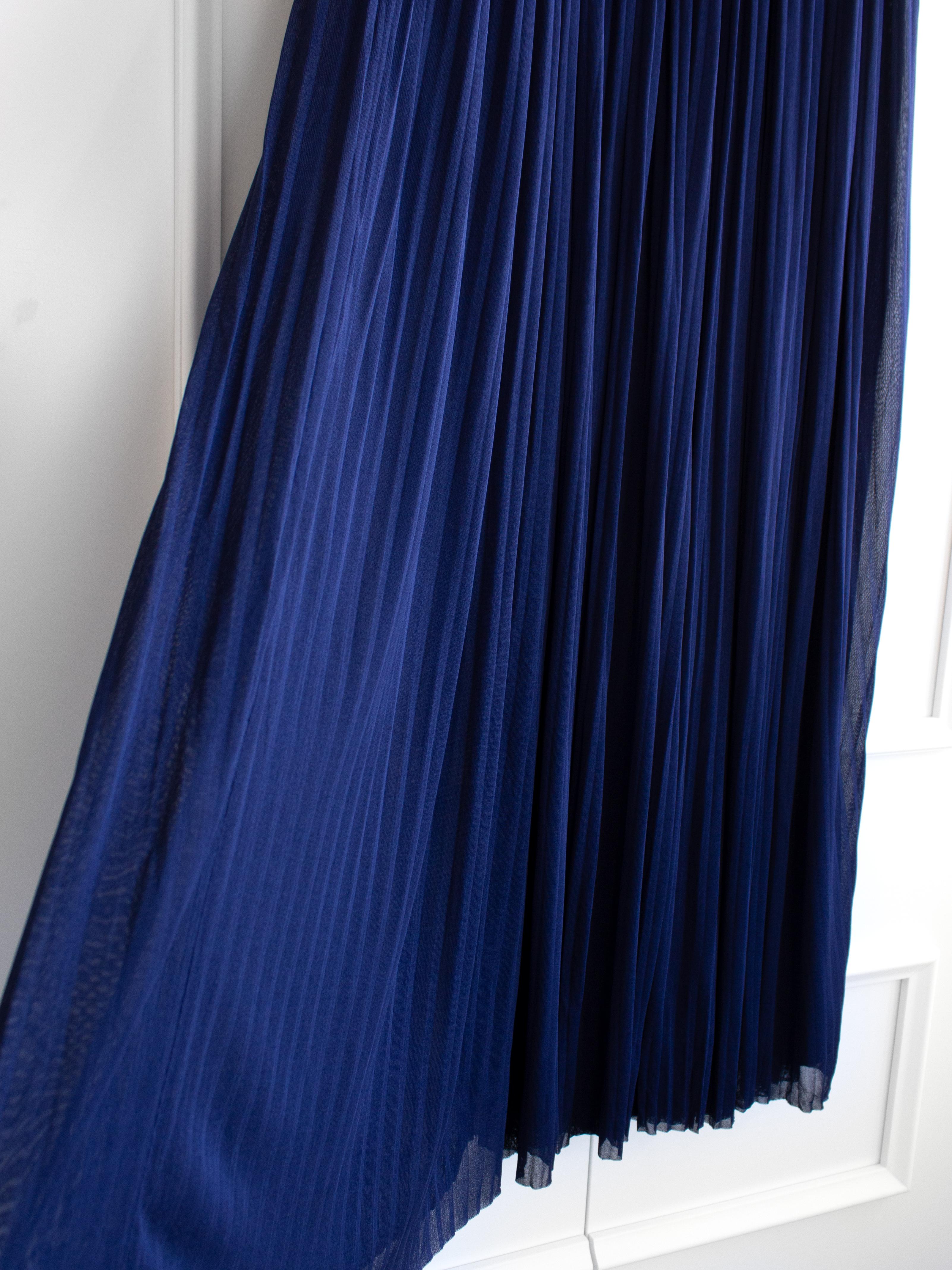 Chanel Cruise 2018 Greece Navy Blue Pleated 18C Palazzo Pants For Sale 4